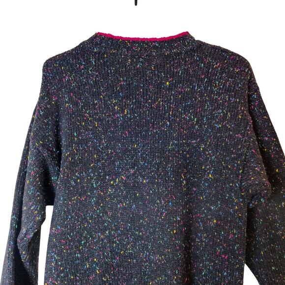 Vtg 90s Exchange Unlimited Wool Blend Geometric Donegal Speckled Sweater Small - Picture 5 of 9
